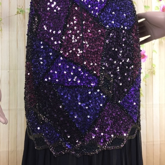 OLEG CASSINI Gatsby Style Beaded Silk Dress Size 4 - Picture 7 of 8